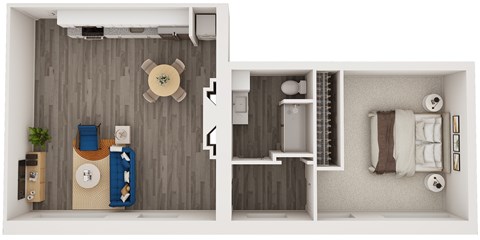 Floor plan for 1 bed, 1 bath, 925 sqft